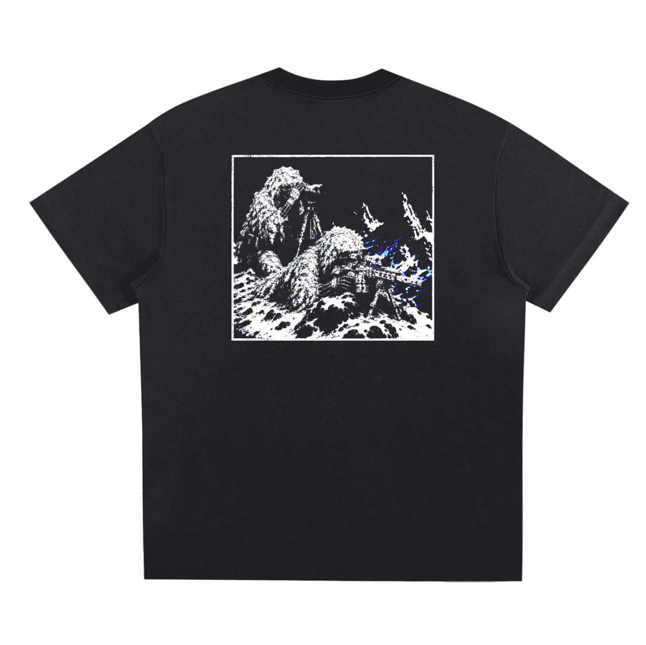 Snow Sniper tee — back graphic